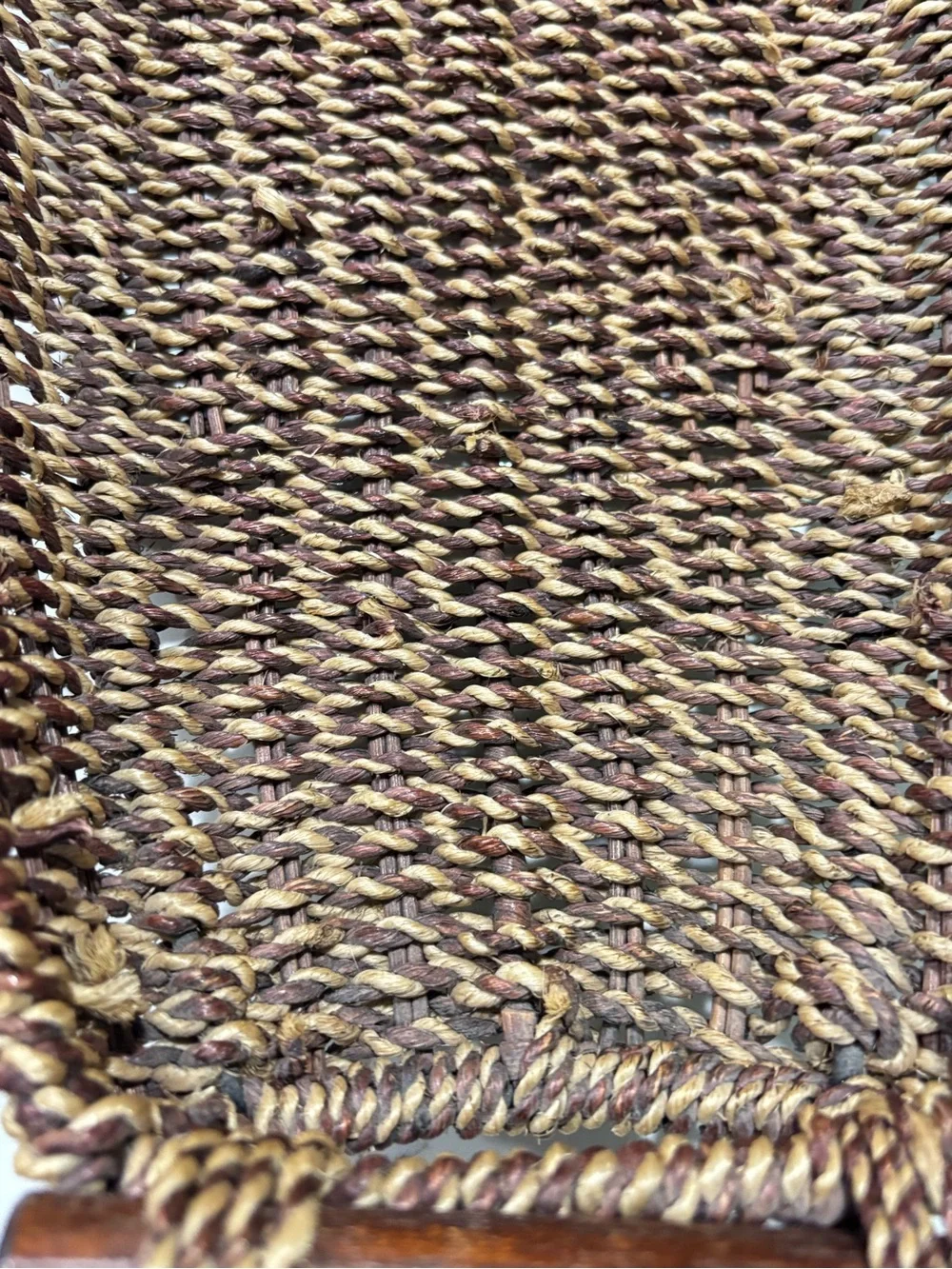 Handwoven Brown Seagrass Tray Basket Wooden Handles Home Decor Braided Wicker